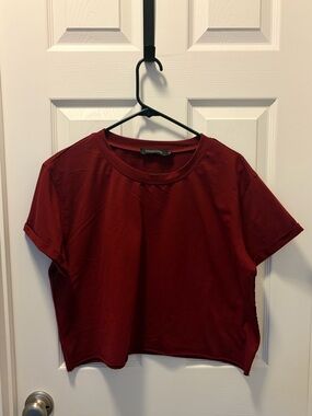 Cargo Burgundy Cropped Short Sleeve Tee